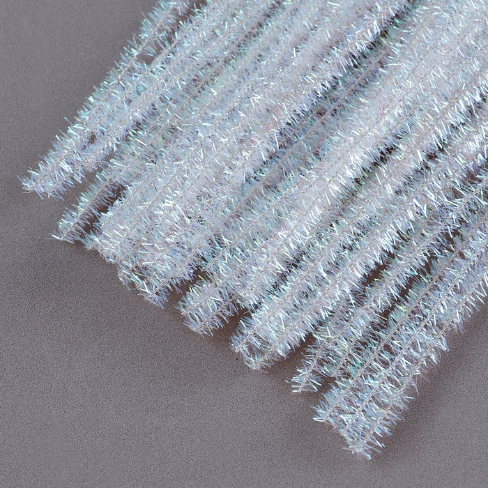 Проволока с ворсом для поделок &laquo;Блеск&raquo;, набор 50 шт, размер 1 шт: 30&times;0,6 см, цвет перламутр