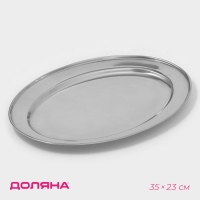 Поднос овальный из нержавеющей стали Доляна, 35&times;23 см, цвет серебряный