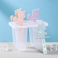 Форма для мороженого &laquo;Единороги&raquo;, 12,5&times;7,5&times;14 см, 4 ячейки, цвет прозрачный