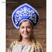 Кокошник &laquo;Морозный узор&raquo;, атлас, цвет синий