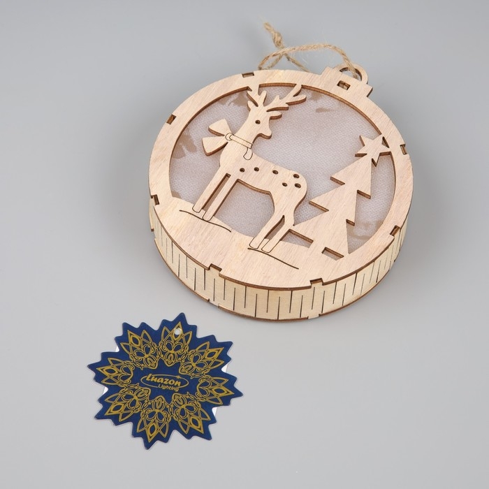 Ёлочная игрушка &laquo;Оленёнок в лесу&raquo;, от батареек, свечение тёплое белое