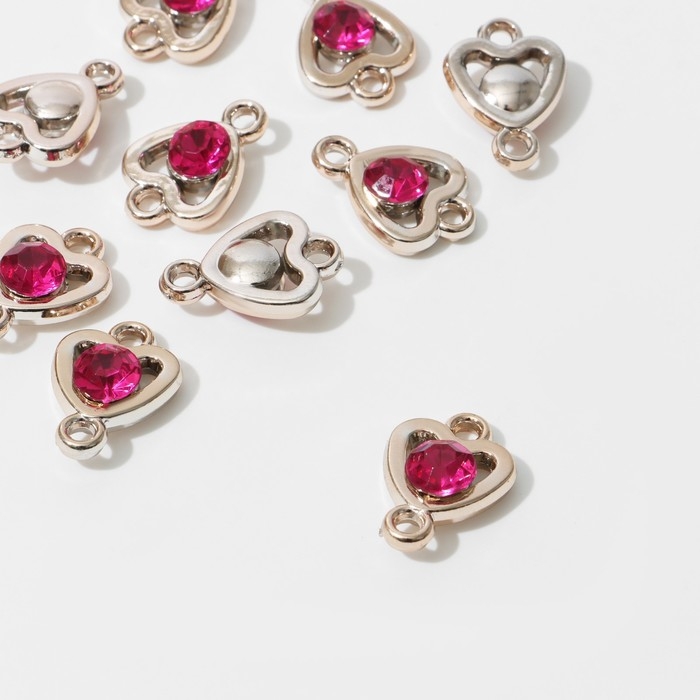 Коннектор «Сердце» 2,2×1,6×0,7 см, (набор 10 шт.), цвет ярко-розовый в золоте Коннектор «Сердце» 2,2×1,6×0,7 см, (набор 10 шт.), цвет ярко-розовый в золоте