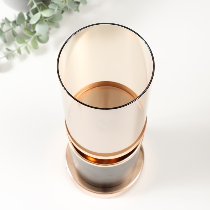 Подсвечник металл, стекло на 1 свечу "Камилла" d=9 см золото 12х12х29 см