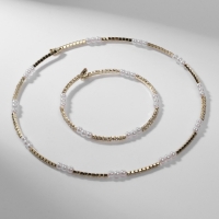 Набор 2 предмета&laquo; колье, браслет &raquo;Ноэль, бусины №4, цвет белый в золоте