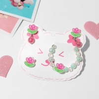 Набор детский &laquo;Выбражулька&raquo; 3 предмета: клипсы, браслет, кольцо, цветы тюльпаны, цветной