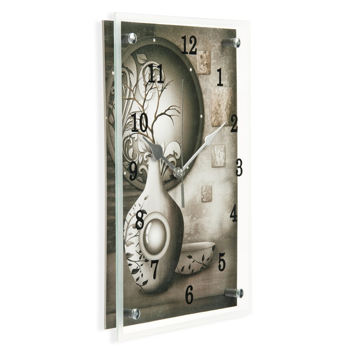 Часы-картина настенные, интерьерные "Серая ваза", бесшумные, 25 х 35 см
