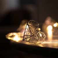 Гирлянда «Нить» роса 4.5х3 см, с насадками «Сердце», IP20, серебристая нить, 10 LED, батарейки ААх2 (не в комплекте), свечение тёплое белое Гирлянда «Нить» роса 4.5х3 см, с насадками «Сердце», IP20, серебристая нить, 10 LED, батарейки ААх2 (не в комплекте), свечение тёплое белое