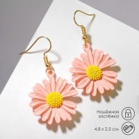 Серьги металл &laquo;Яркость&raquo; ромашки, цвет жёлто-розовый