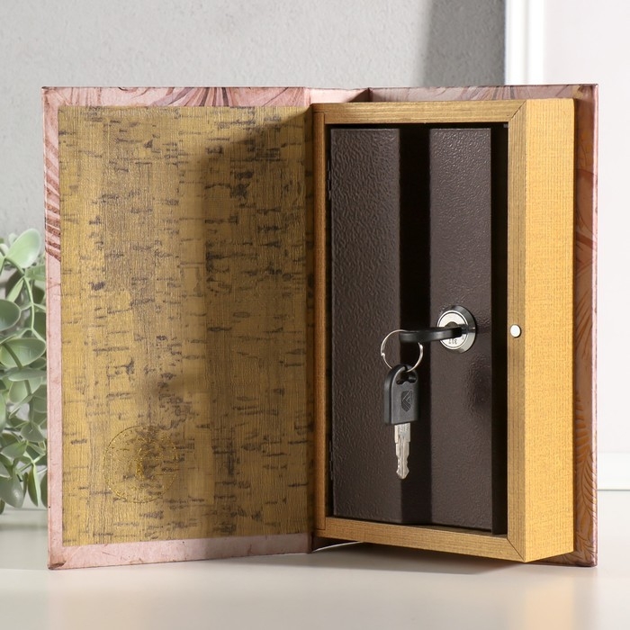 Сейф-книга дерево, кожзам "Девушка в листьях" золото тиснение 21х13х5 см