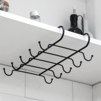 Держатель для кружек подвесной Доляна, на 10 предметов, 27,8&times;18,5&times;7,5 см, цвет чёрный