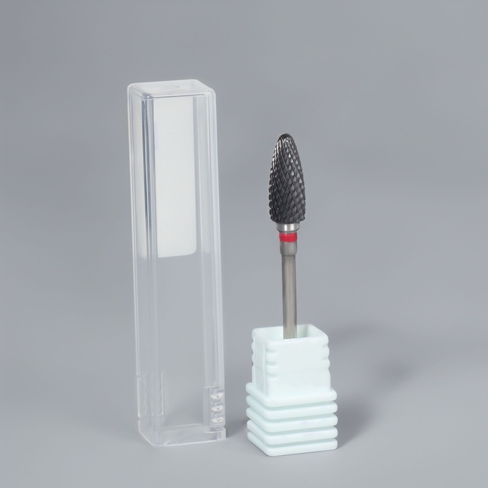 Фреза керамическая для маникюра &laquo;Кукуруза&raquo;, мелкая нарезка, 6 &times; 15 мм, в пластиковом футляре, цвет чёрный