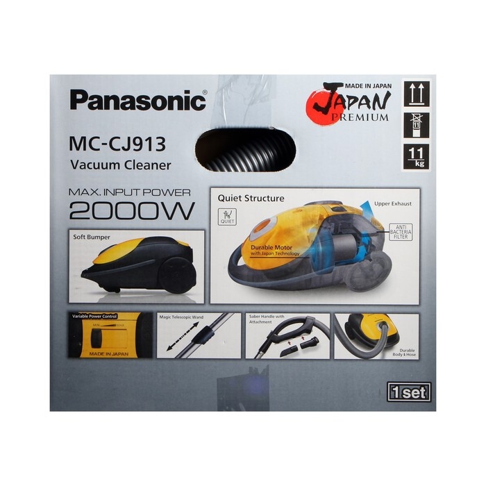 Пылесос PANASONIC MC-CJ913K, мешок, 2000 Вт, 6 л, шнур 5 м, чёрный Пылесос PANASONIC MC-CJ913K, мешок, 2000 Вт, 6 л, шнур 5 м, чёрный