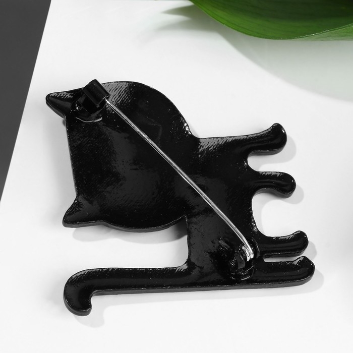 Брошь мультяшная &laquo;Кот&raquo; весёлый, цветная в чёрном металле