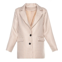 Пиджак женский, цвет светло-бежевый, гусиная лапка, размер 52