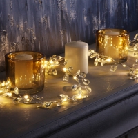 Гирлянда &laquo;Мишура&raquo; 1.2 м роса с насадками &laquo;Кристаллы&raquo;, IP20, серебристая нить, 20 LED, батарейки CR2032х2 (в комплекте), свечение тёплое белое