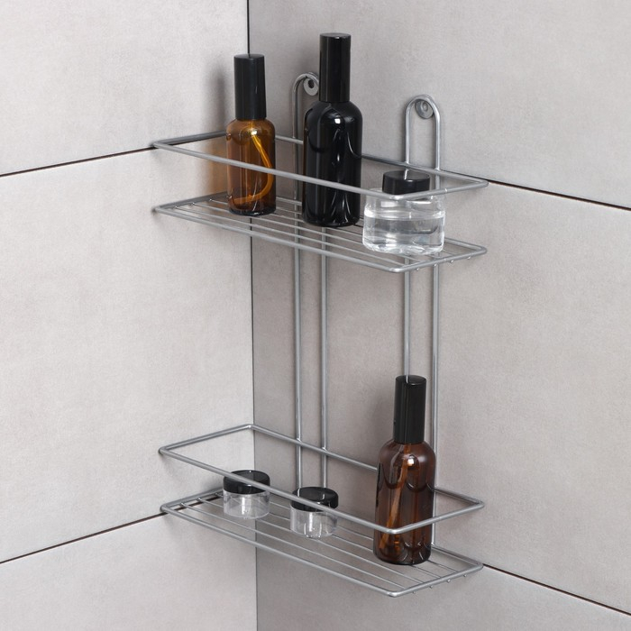 Полка прямоугольная 2-х ярусная, 26.5&times;10.5&times;35 см, цвет хром