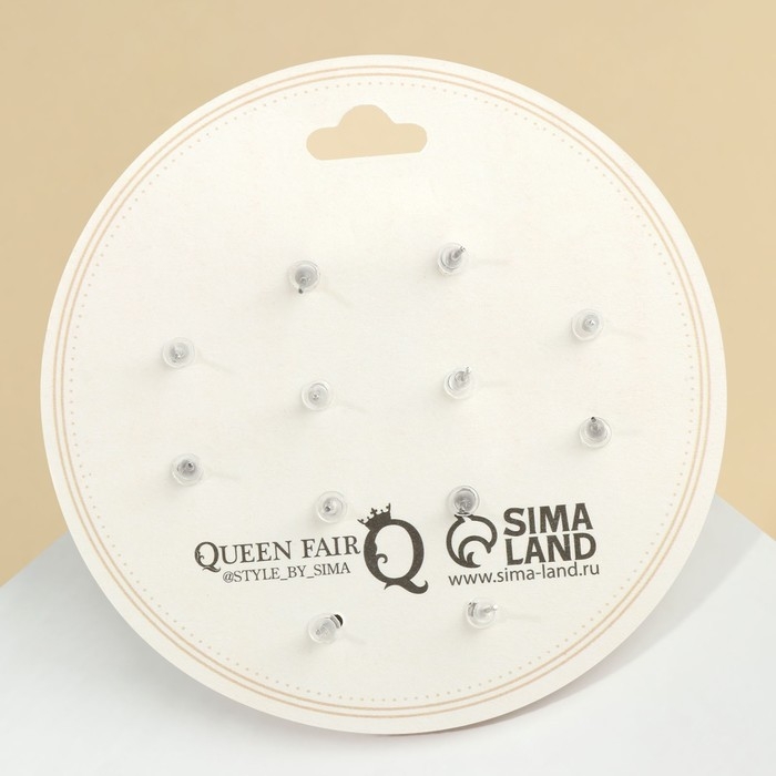 Пусеты 6 пар &laquo;Жемчужные&raquo; планеты, цвет белый в серебре