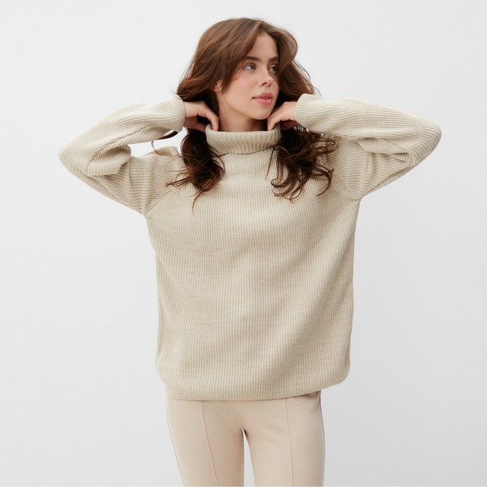 Джемпер женский MINAKU: Casual Collection цвет бежевый, размер 52 Джемпер женский MINAKU: Casual Collection цвет бежевый, размер 52