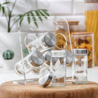 Набор для специй из стекла на подставке &laquo;Модерн&raquo;, 23&times;9&times;22 см, 90 мл, 4&times;9,5 см, 6 шт