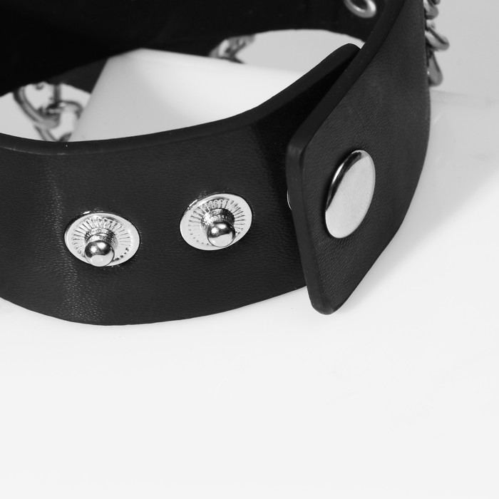 Браслет кожа &laquo;Череп&raquo; пират, цвет чёрный с серебром, 21 см