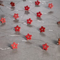 Гирлянда &laquo;Нить&raquo; 2 м роса с насадками &laquo;Цветок&raquo;, IP20, серебристая нить, 20 LED, батарейки ААх2 (нет в комплекте), свечение тёплое белое