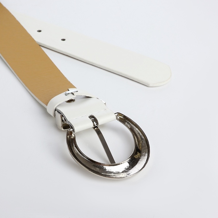 Ремень женский, ширина 3,3 см, винт, пряжка металл, цвет белый