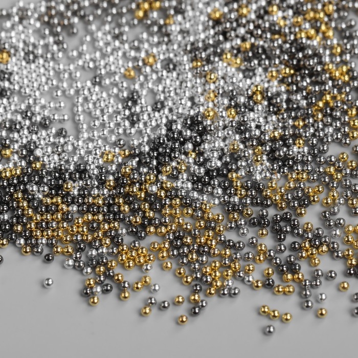 Бульонки для декора ногтей, d = 0,8 мм, 12 ячеек, цвет белый/чёрный/золотистый/серебристый