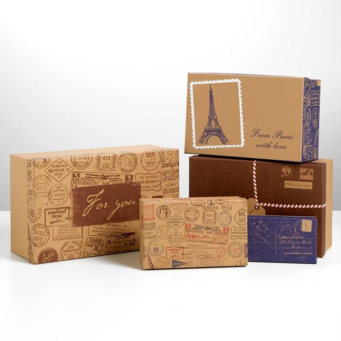 Набор крафтовых коробок 10 в 1, упаковка подарочная, &laquo;Почта&raquo;, 12 х 7 х 4 - 32.5 х 20 х 12.5 см
