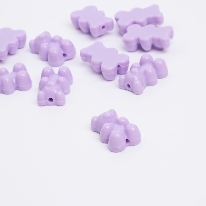 Бусина &laquo;Мишка мармеладный&raquo; 1,8&times;1,2&times;0,8 см, (набор 10 шт.), цвет сиреневый