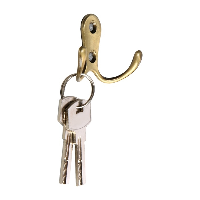 Крючок мебельный ТУНДРА TKD006, двухрожковый, бронза