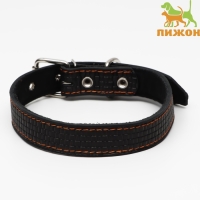 Ошейник кожаный с тиснением на синтепоне, 65 х 3 см, ОШ 40-55 см, чёрный Ошейник кожаный с тиснением на синтепоне, 65 х 3 см, ОШ 40-55 см, чёрный