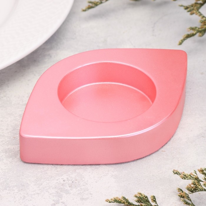 Подсвечник "Глаз. Мрамор"  из гипса, 14,5х9,5х2см,розовый