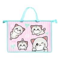 Папка с ручками А4, 335 х 235 х 55 мм, пластиковая, ручки-тесьма, Calligrata "Котики" Папка с ручками А4, 335 х 235 х 55 мм, пластиковая, ручки-тесьма, Calligrata "Котики"