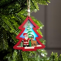 Ёлочная игрушка «Красная ёлочка с Дедом Морозом», от батареек, свечение RGB Ёлочная игрушка «Красная ёлочка с Дедом Морозом», от батареек, свечение RGB