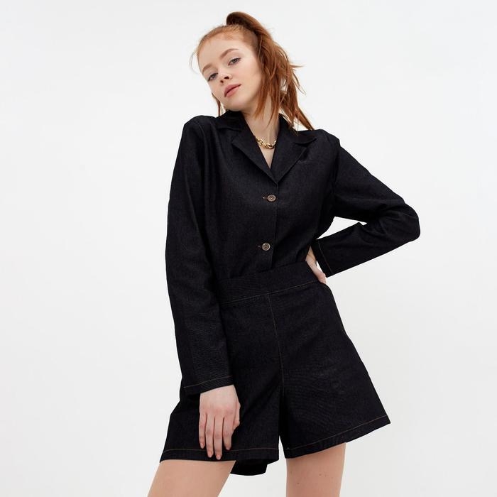 Костюм женский (жакет, шорты) MINAKU: Enjoy цвет чёрный, размер 48