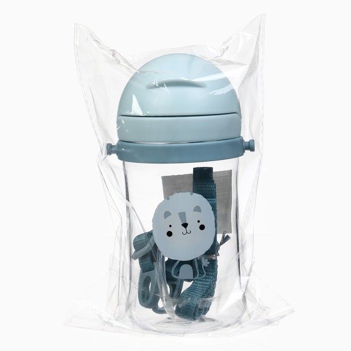 Поильник - непроливайка детский с силиконовой трубочкой и грузиком, от 9 мес., 350 мл., на ленте, цвет голубой, Крошка Я Поильник - непроливайка детский с силиконовой трубочкой и грузиком, от 9 мес., 350 мл., на ленте, цвет голубой, Крошка Я