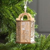 Ёлочная игрушка &laquo;Фонарь с домиком&raquo;, от батареек, свечение тёплое белое