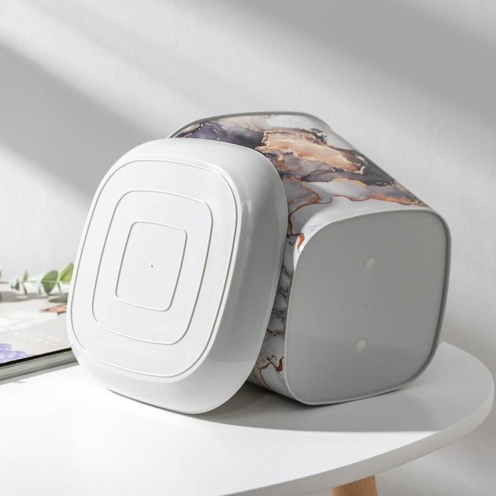 Горшок с поддоном &laquo;Мрамор&raquo;, 3,7 л, цвет светло-серый