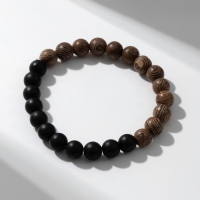 Браслет шар №8 &laquo;Аметист&raquo;, цвет чёрно-коричневый