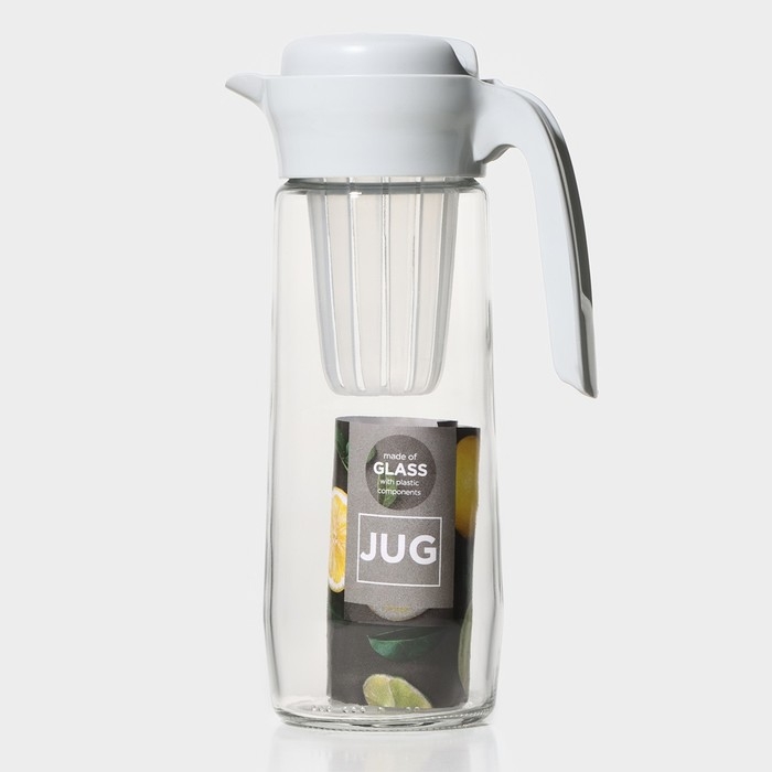 Кувшин для воды стеклянный с пластиковым фильтром Renga &laquo;Дэйзи&raquo;, 1,5 л, 10&times;29 см, цвет серый