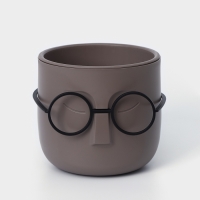 Кашпо для цветов со вставкой &laquo;Стив&raquo;, 650 мл, d=11,5 см, h=10,5 см, цвет французский серый