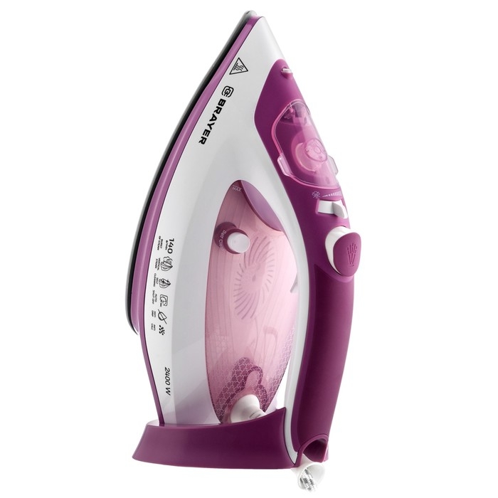 Утюг BRAYER 4006BR, 2400 Вт, 280 мл, керамическая подошва, 25 г/мин, 280 мл, бело-розовый Утюг BRAYER 4006BR, 2400 Вт, 280 мл, керамическая подошва, 25 г/мин, 280 мл, бело-розовый