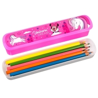 Пенал-футляр пластиковый, 43х200х23 мм, выдвижной, Минни Маус и единорог Пенал-футляр пластиковый, 43х200х23 мм, выдвижной, Минни Маус и единорог