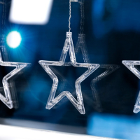 Гирлянда &laquo;Бахрома&raquo; 2.4 &times; 0.9 м с насадками &laquo;Звёзды&raquo;, IP20, прозрачная нить, 138 LED, свечение белое, 8 режимов, 220 В