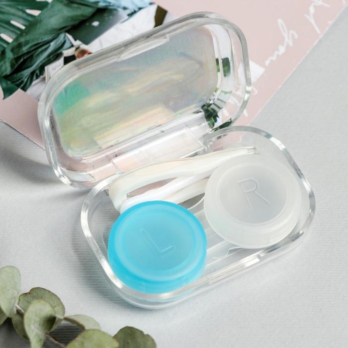 Контейнер для линз в наборе "Единорог", голография, 6,5 см &times; 4,5 см