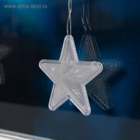 Гирлянда &laquo;Бахрома&raquo; 2.4 &times; 0.9 м с насадками &laquo;Звёздочки&raquo;, IP20, прозрачная нить, 186 LED, свечение синее, 8 режимов, 220 В