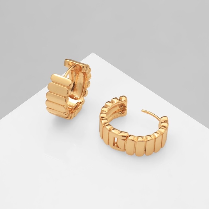 Серьги металл &laquo;Аккорд&raquo; круг из прямоугольников, цвет золото