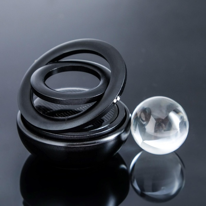 Аксессуар на панель с ароматизатором, гравитационные кольца, вращается от солнца, черный
