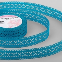 Лента декоративная, репсовая &laquo;Ажурные цветы&raquo;, 25 мм &times; 9,1 &plusmn; 0,5 м, цвет ярко-голубой