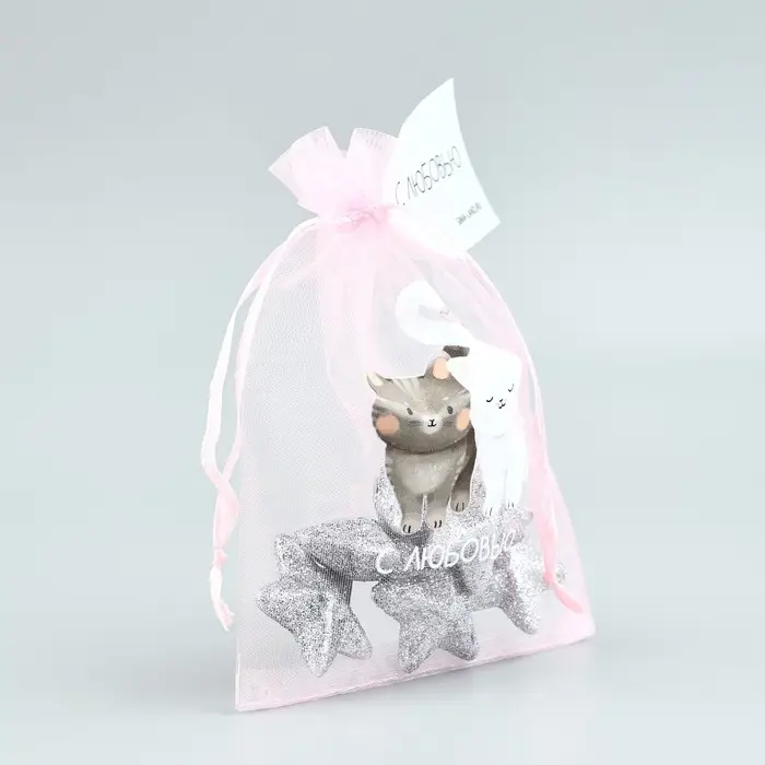 Мешочек подарочный из фатина с термонаклейкой &laquo;С любовью&raquo;, 11 х 16 см +/- 1.5 см